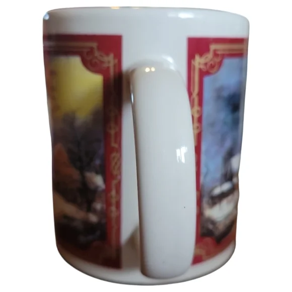 Vtg 97 Currier & Ives HF Coffee Tea Mug Cup Winter Country Cold Morning - Picture 4 of 6